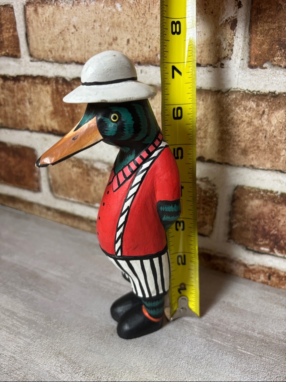 Duck Man Hand-Painted Decorative Bird Figurine in Red, Green & White #103 - Picture 9 of 10